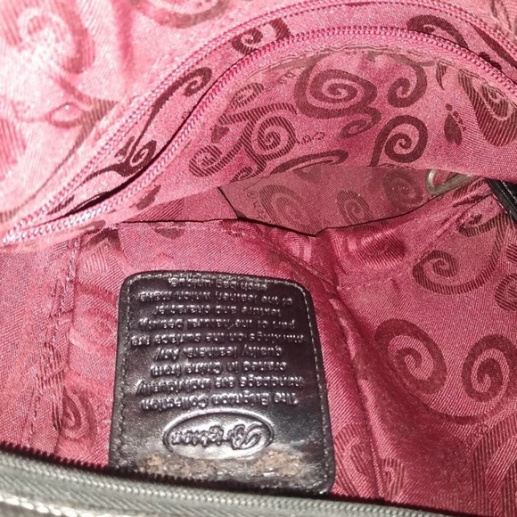 🖤 Brighton Black Leather Hobo Shoulder Bag With Silver Chain Strap Heart Charm - Picture 12 of 15